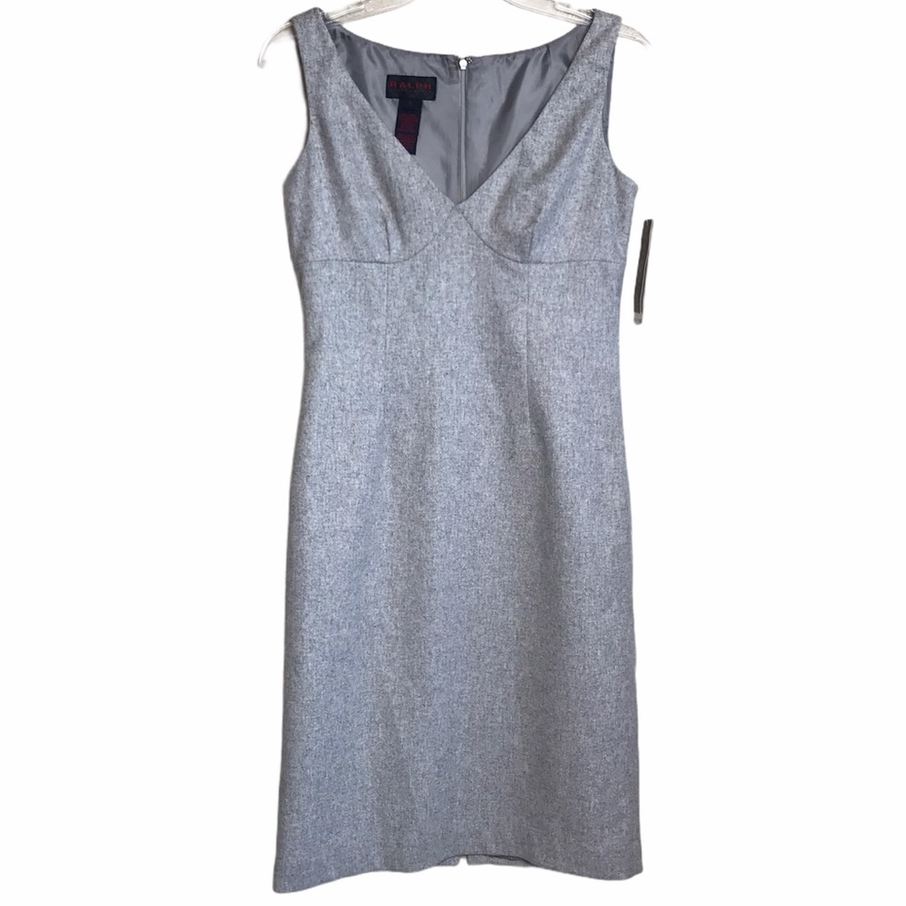 RALPH LAUREN Gray Midi Wool Blend Career Dress NWT
